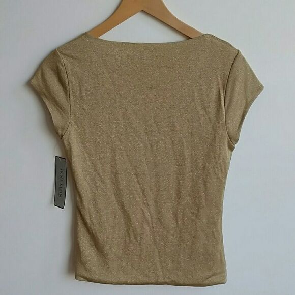 Anne Klein Gold Top NWT Sparkle Lined Top, Size - PS‎ - Picture 6 of 8